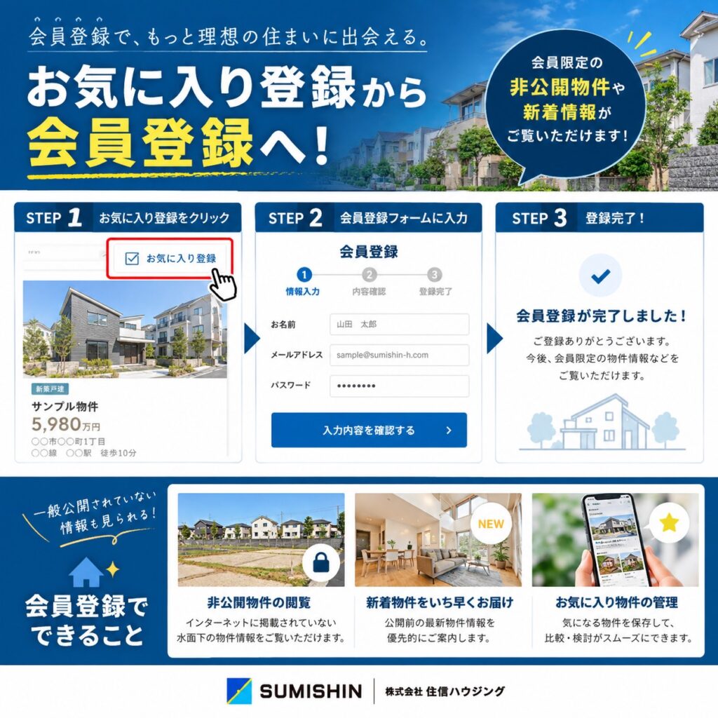 会員登録でもっと多くの物件情報をチェックしよう！